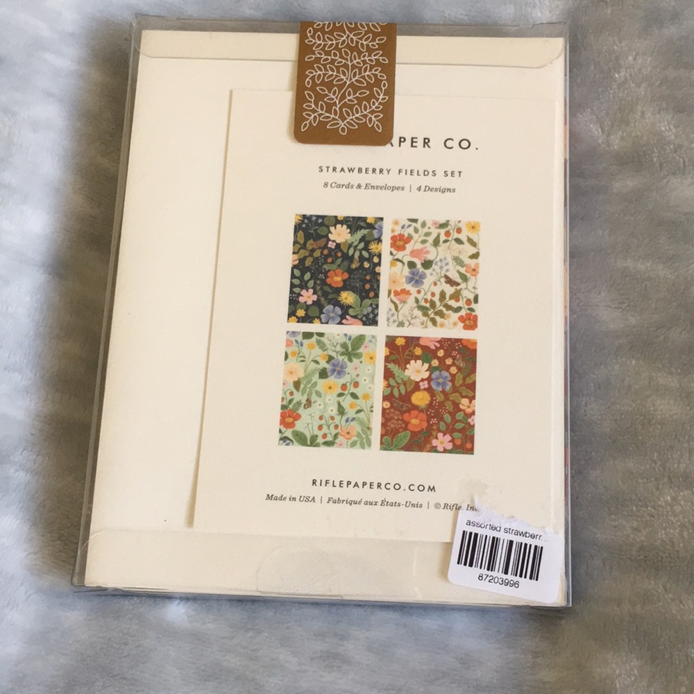 Strawberry Fields 8 Assorted Floral Blank Cards White Solid Envelopes NWT Rifle - Picture 8 of 9